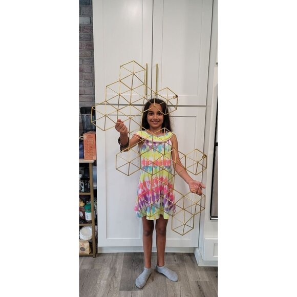 Glam metal abstract gold wall decor. very large light wight art piece honeycomb - Picture 1 of 12